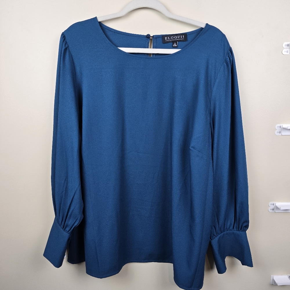 Eloquii Blue Long Sleeve Blouse Size 20